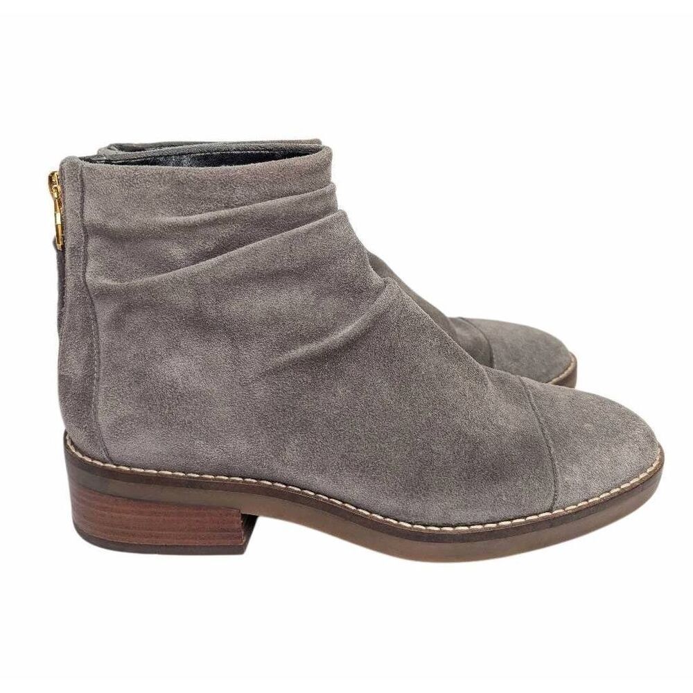 Cole Haan Riona Gray suede ruched ankle boots booties grand OS women's 7
